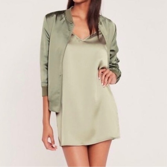 Missguided x Carli Bybel Sage Green Slip Dress - Picture 4 of 7